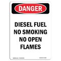 Signmission OSHA Danger, Diesel Fuel No Smoking No Open Flames, 7in X 5in Decal, 5" W, 7" L, Portrait OS-DS-D-57-V-2364